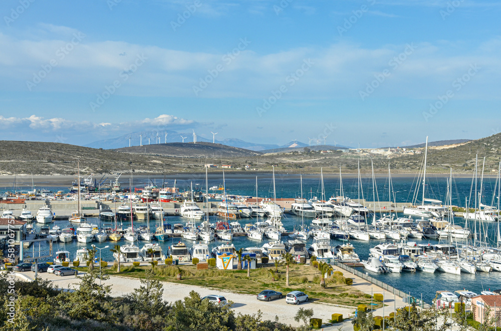 yachts and boats in Port Alacati Marina (Cesme, Izmir province, Turkey)