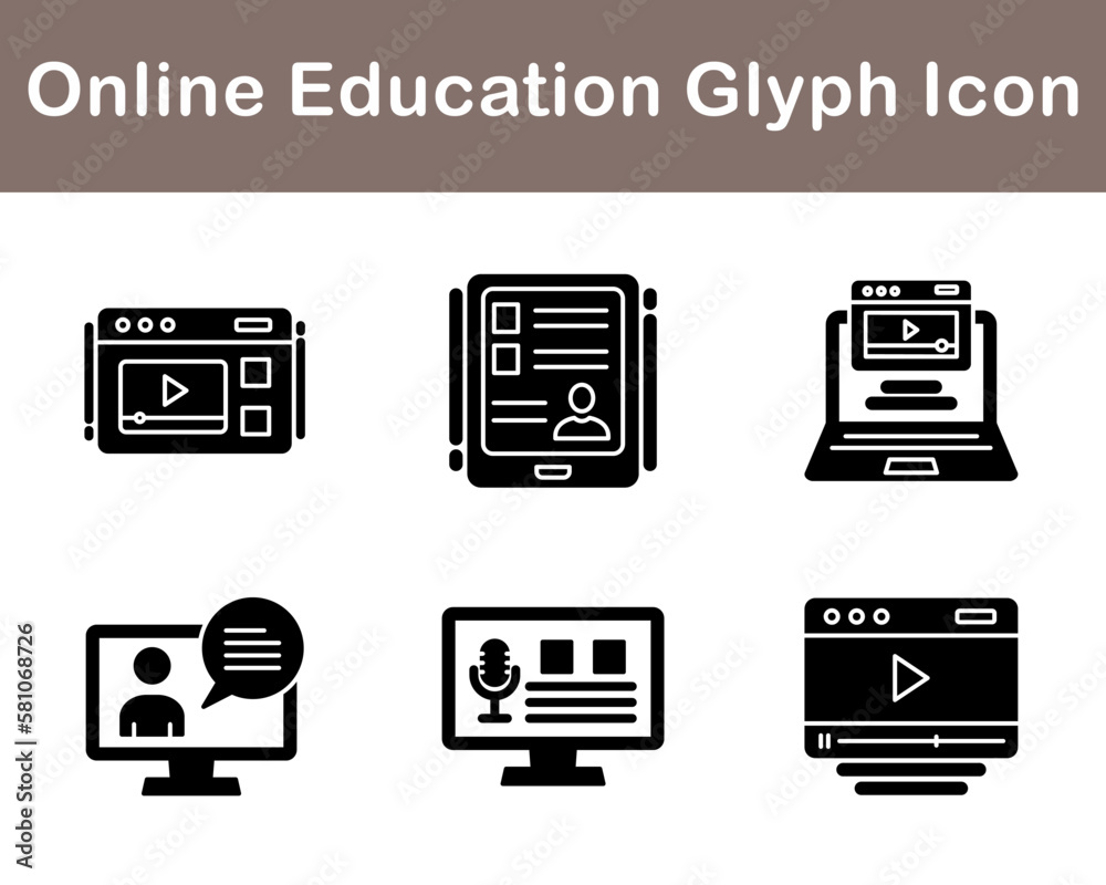 Online Education Vector Icon Set Online Education Vector Icon Set