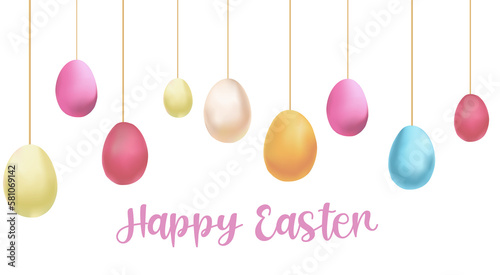 EASTER BACKGROUND. Colored easter eggs and greetings