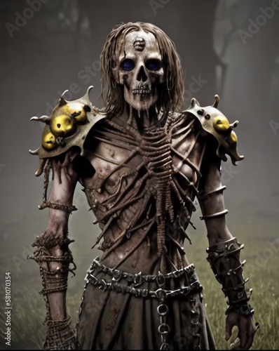skeleton warrior in the woods