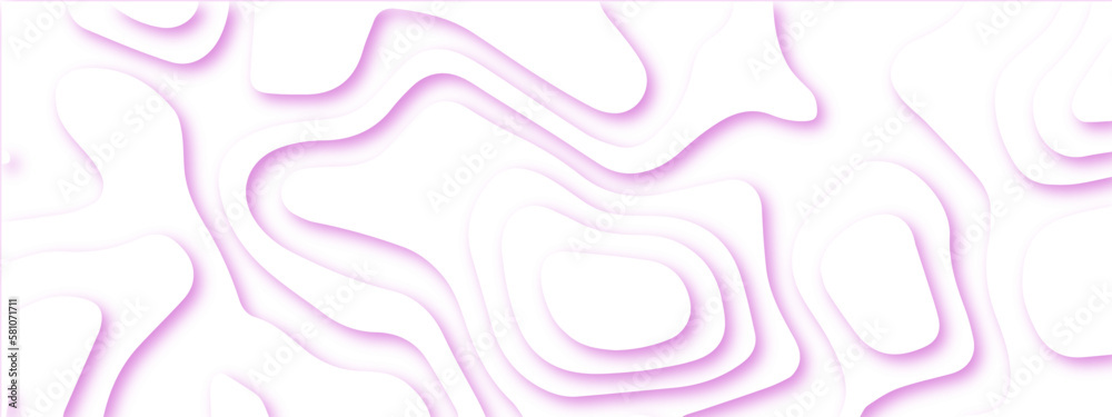 Abstract wavy line 3d paper cut white background. Topographic canyon geometric map relief texture with curved layers and shadow. Abstract realistic papercut decoration textured with wavy layers