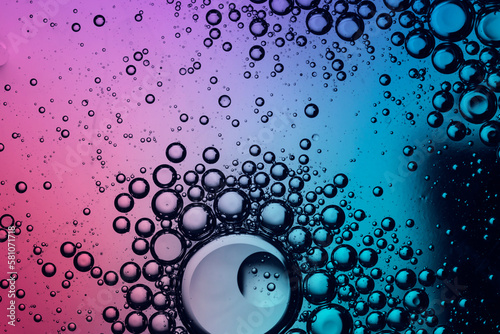 air bubbles in fresh drink, colorful background photo