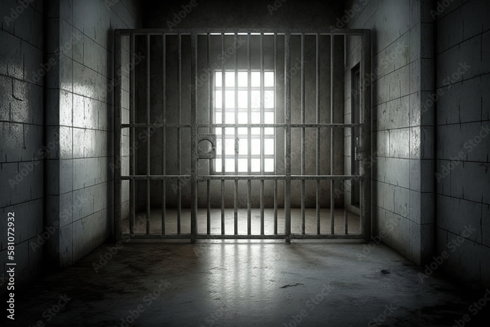 Prison bars in prison, generative Ai
