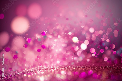 Abstract Defocused Background with Glimmering Magenta and Pink Glitter, generative ai.