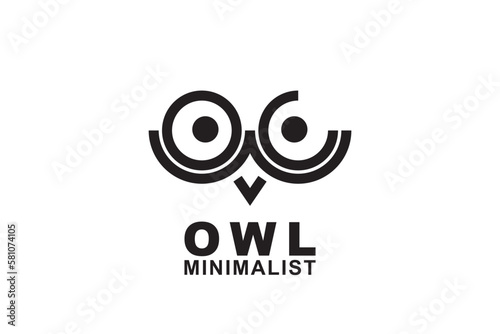 minimalist owl logo with creative concept letter