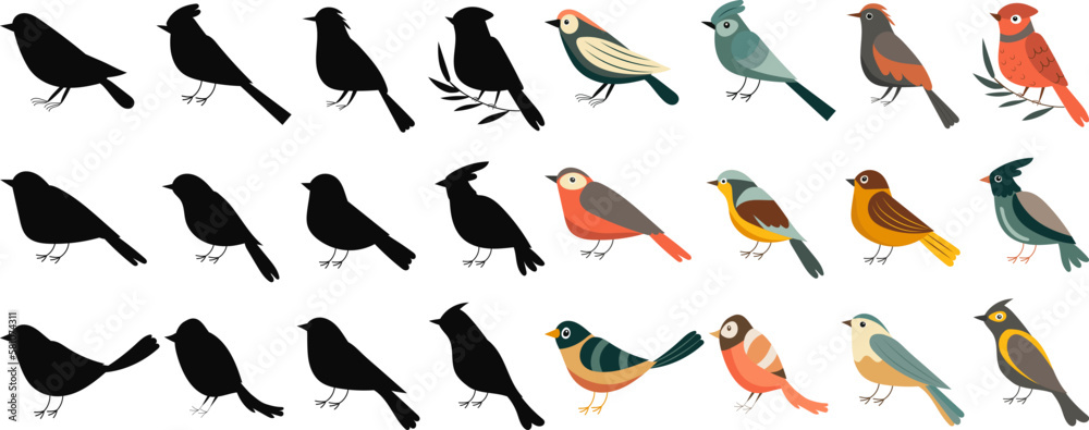 set of birds on white background isolated, vector set of birds on white background isolated, vector