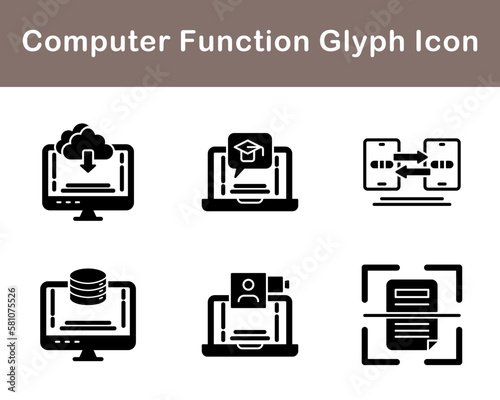 Computer Function Vector Icon Set