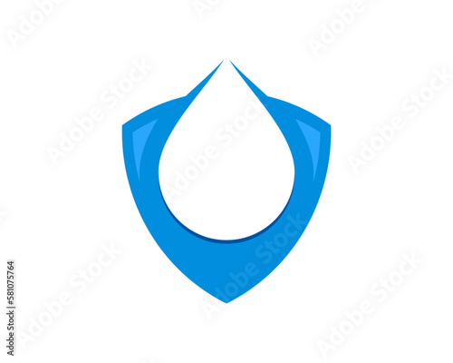 Water drop inside the shield protection logo