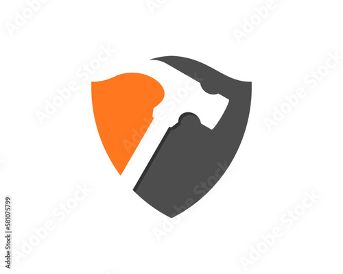 Hammer silhouette in the shield logo