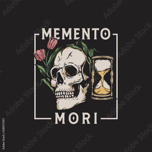 Photography MEMENTO MORI SKULL vector illustration
