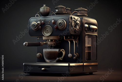 Coffee machine with coffee beans. Generative AI.