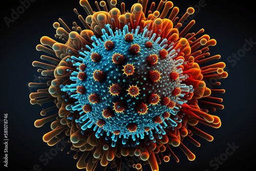 3d rendered illustration of a virus or bacteria. Generative AI. photo