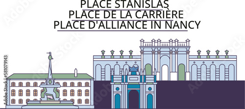 France, Nancy tourism landmarks, vector city travel illustration