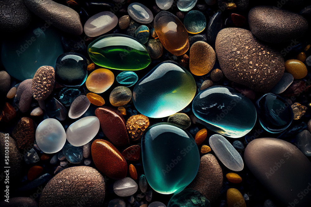 Stones background. Pebbles. generative ai 