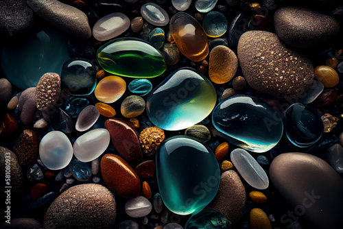 Stones background. Pebbles. generative ai 