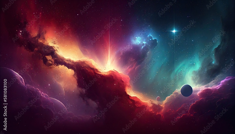 Space background. Galaxy and nebula in night sky with bright stars ...