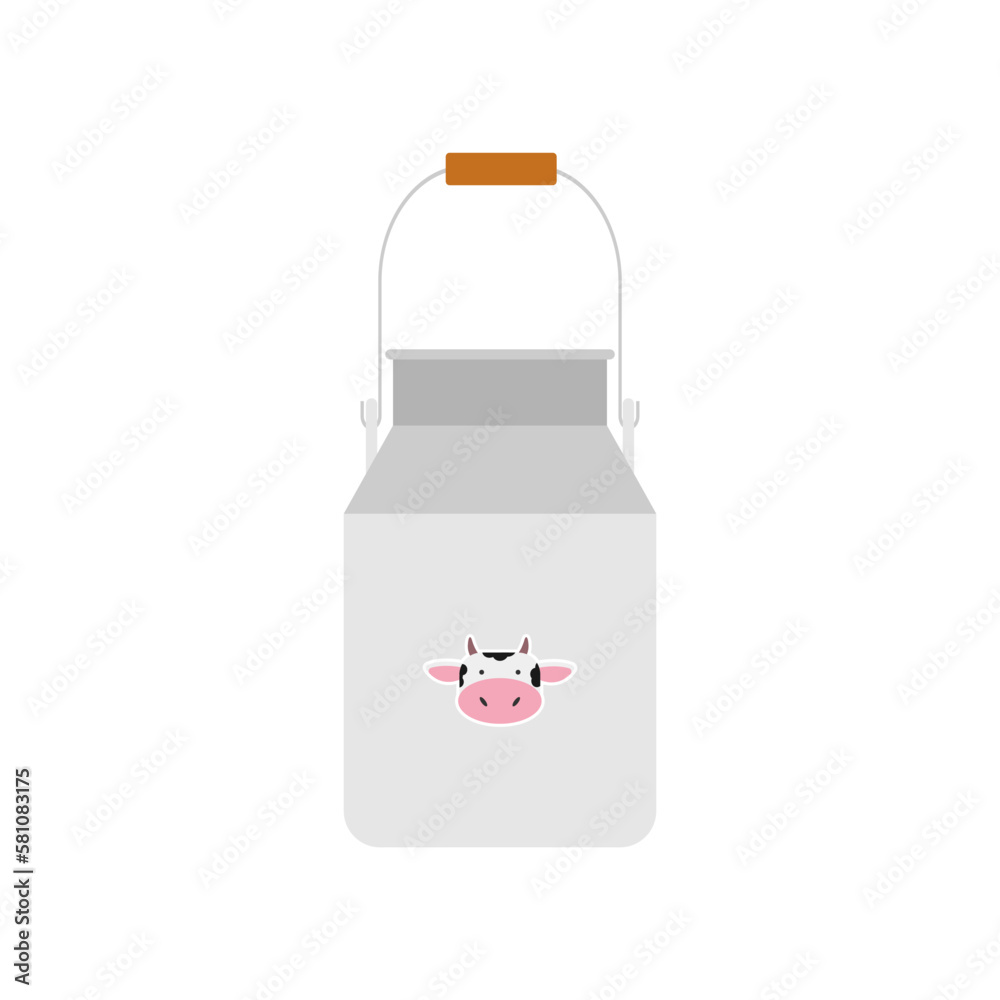 aluminium milk can flat style vector illustration. Dairy container flat design vector illustration isolated on white background aluminium milk can flat style vector illustration. Dairy container flat design vector illustration isolated on white background