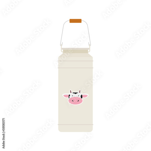 aluminium milk can flat style vector illustration. Dairy container flat design vector illustration isolated on white background