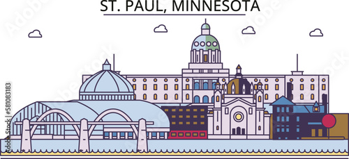 United States, St. Paul tourism landmarks, vector city travel illustration
