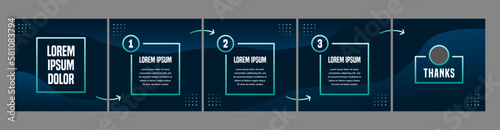 set of modern carousel templates for social media posts. dark theme social media template