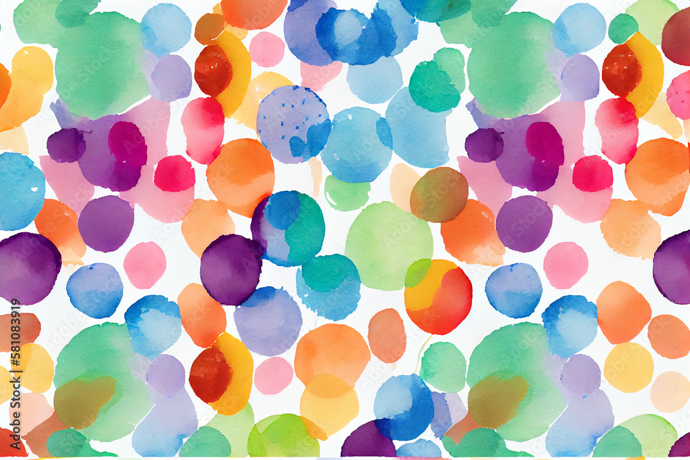 Watercolor pattern with overlapping colorful dots. Generative ai.	
