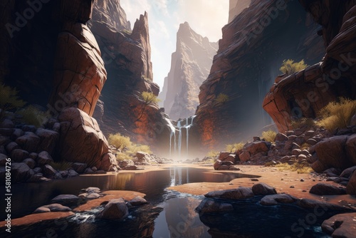 beautiful cinematic images of a canyon and a beautiful river running through it (Generative AI)