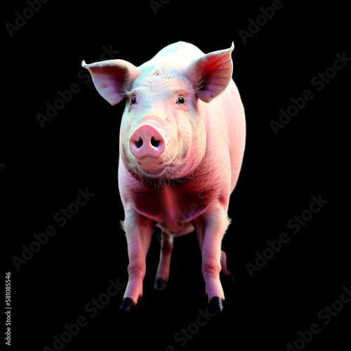Cute pink pig, ai illustration