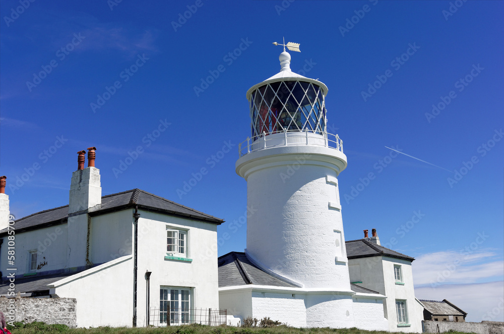 lighthouse on the coast of Caldey island,  Pembroke, South Wales. 