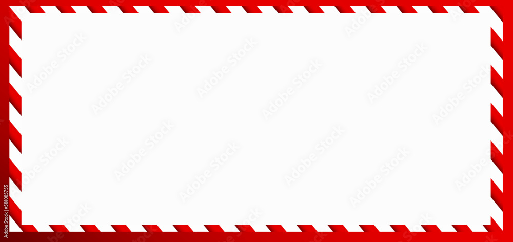 Red diagonal bands along the perimeter of the sheet with white background . Empty form for message, envelope or banner.