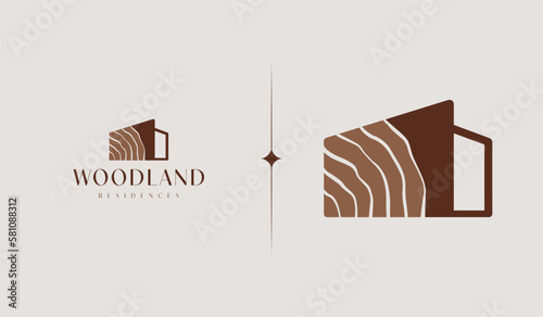 Wood House Logo. Universal creative premium symbol. Vector sign icon logo template. Vector illustration