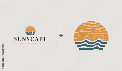 Sunset wave Logo Template. Universal creative premium symbol. Vector illustration