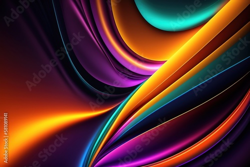 Colorful waves and curves form an abstract composition
