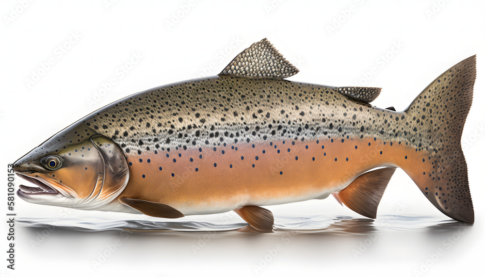 Naklejka premium salmon, fishmonger, isolated, white background, generative ai