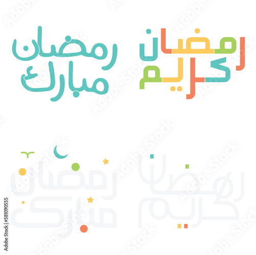 Elegant Vector Illustration of Ramadan Kareem Wishes in Arabic Calligraphy.