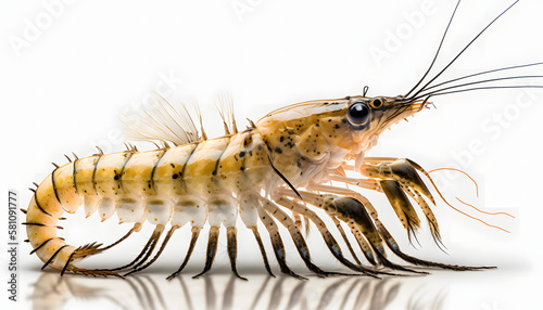 shrimp, isolated, white background, generative ai