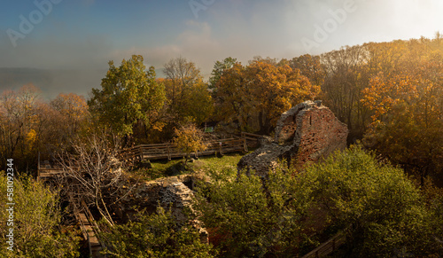 Ancient castle ruins near by lake Balaton in Hungary. The name is Kereki fort ruin.