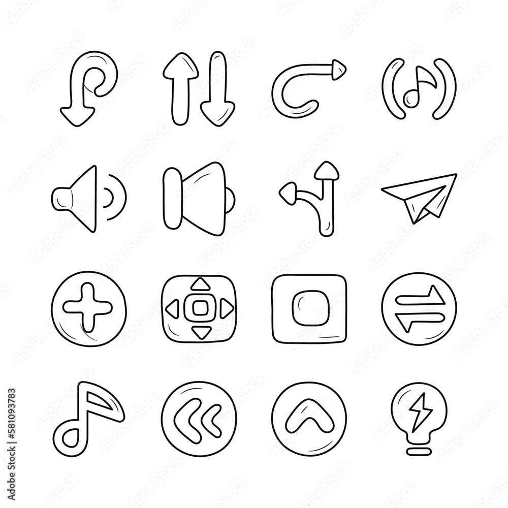 Media Control Vector Hand Draw Outline icon style illustration. EPS 10 Files Set 6 Media Control Vector Hand Draw Outline icon style illustration. EPS 10 Files Set 6