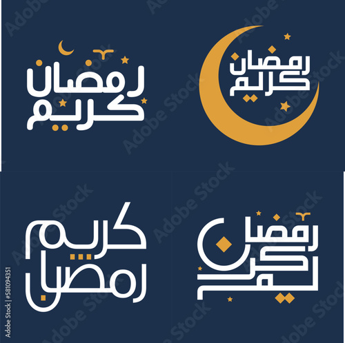 Celebrate Ramadan Kareem with Elegant White Calligraphy and Orange Design Elements Vector Design.