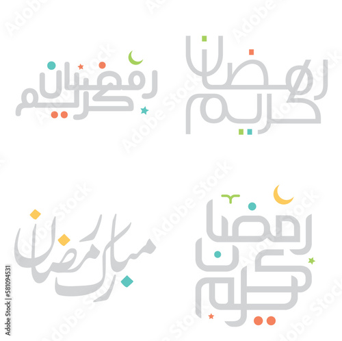 Holy Month of Fasting: Ramadan Kareem Vector Illustration with Arabic Typography.
