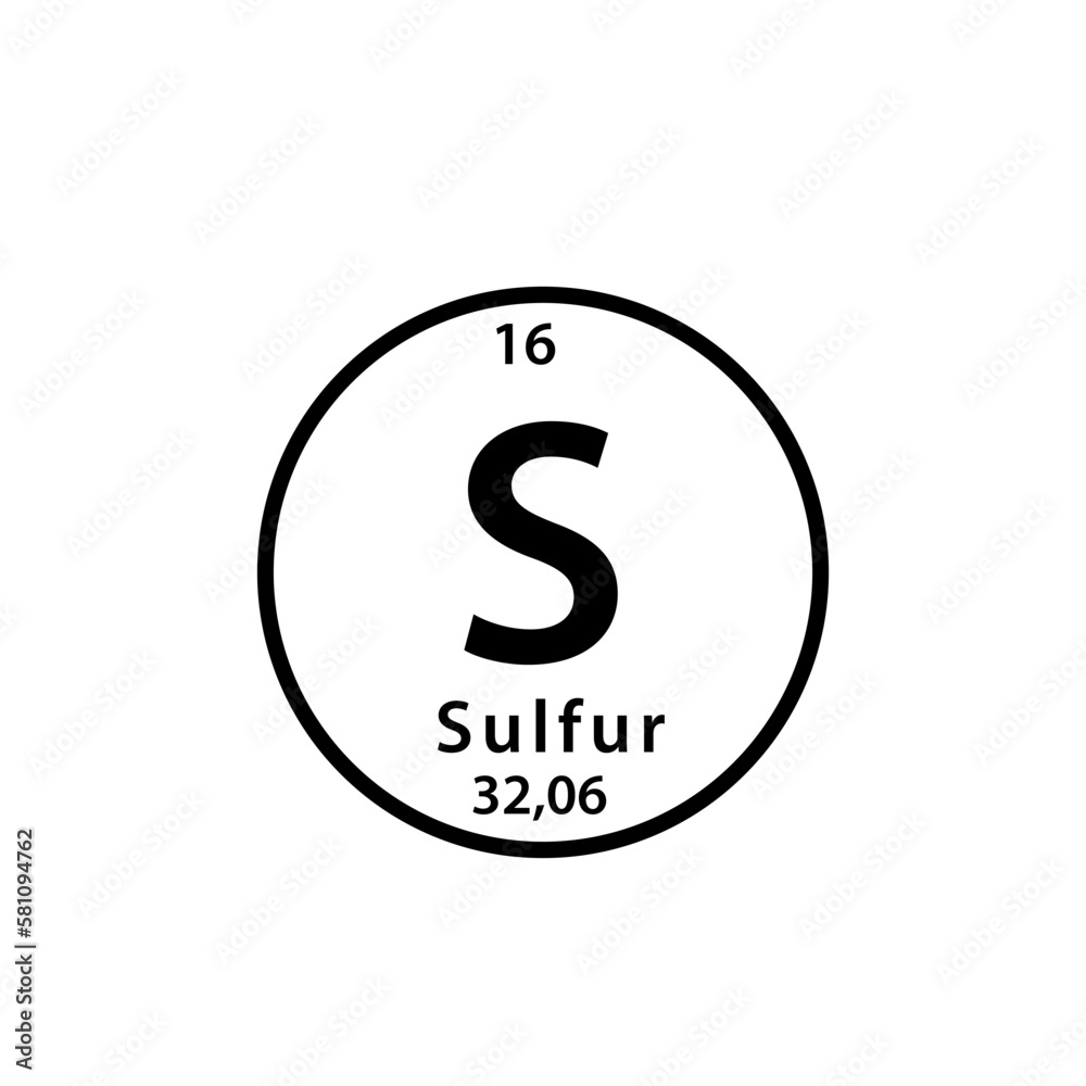 Sulfur element periodic table icon vector logo design template Sulfur element periodic table icon vector logo design template