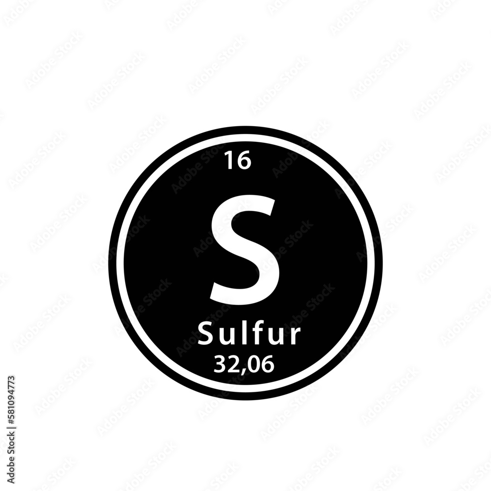 Sulfur element periodic table icon vector logo design template Sulfur element periodic table icon vector logo design template