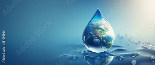 water drop with earth , World Water Day , Generative Ai photo