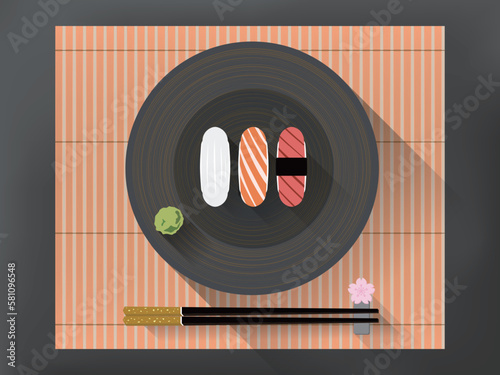 Daily_A001_Japanese meal with sushi shows the food culture of japan vector illustration graphic EPS10