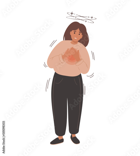 Panic attack and disorders concept.  Woman got panic attack, mental illness
