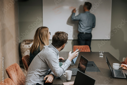 People sitting at business meeting