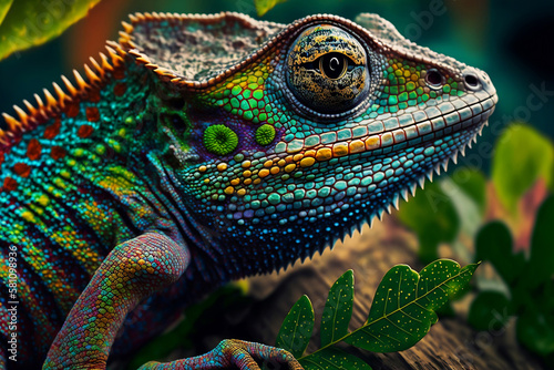 close up chameleon  generative ai