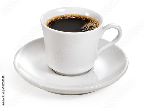 xícara de porcelana branco com café expresso quente em fundo transparente