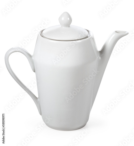 Photography bule de porcelana branco em fundo transparente - chaleira de cerâmica em fundo t