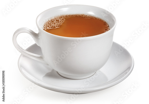 xícara de porcelana com chá em fundo transparente