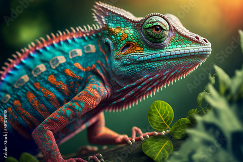 close up chameleon  generative ai